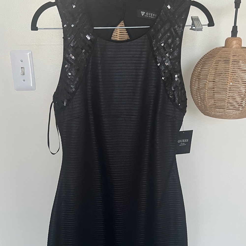 Guess Black Sleeveless Dress with Sequin Detail